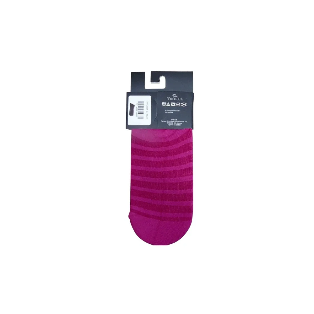 Minicci Liner Socks Womens M/L Pink New Striped Non-Slip No Show 1 Pair
